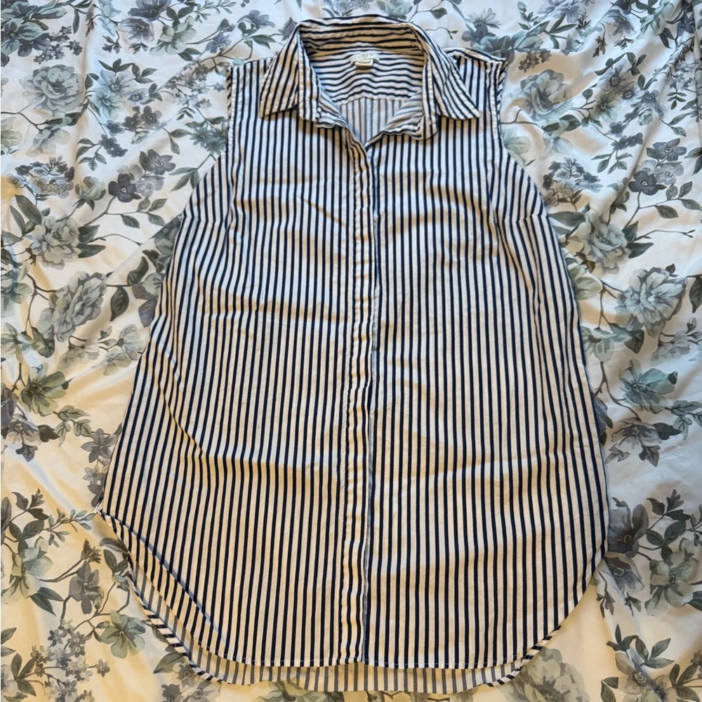J. Crew Navy and White Striped Shirt